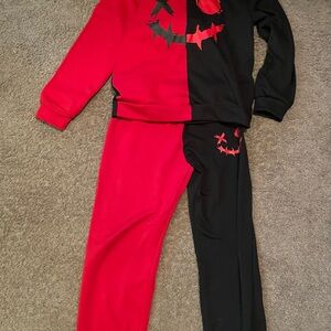 Temu Red and Black Colorblock Hoodie